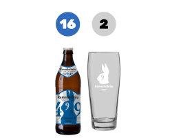 16 x 0,5l Naturtrübes Helles + 2 Willibecher